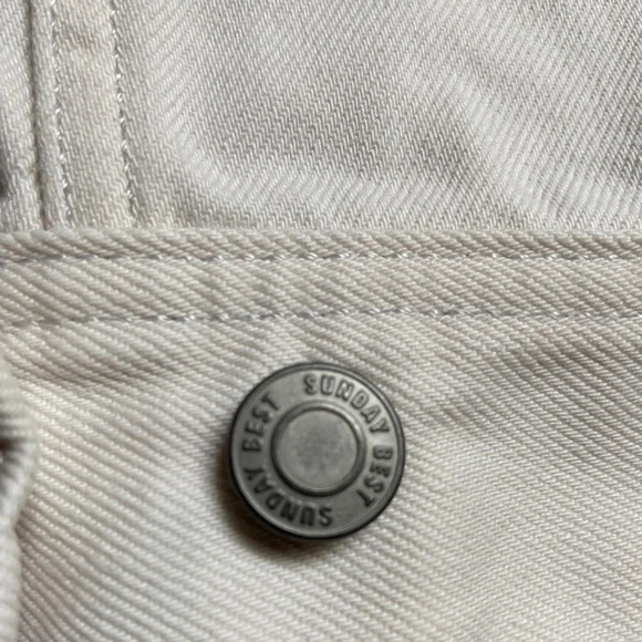 Sunday Best Aritzia cotton white denim jean oversized jacket  Sz XS - Picture 4 of 9